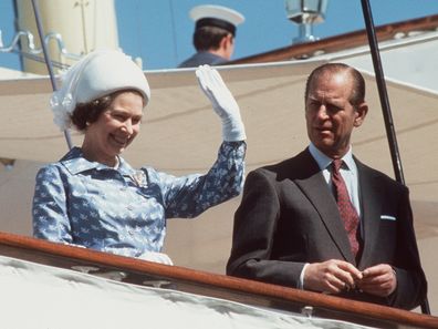 The Queen and Prince Philip on board Royal Yacht Britannia during 1979 visit to Kuwait