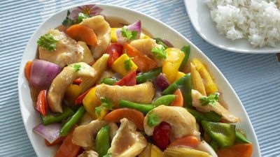 Recipe: <a href="http://kitchen.nine.com.au/2018/02/05/15/32/fish-and-vegetable-stir-fry-recipe" target="_top" draggable="false">Fish and vegetable stir fry</a>