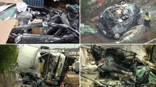 The horrific aftermath of this morning's crash. (9NEWS)