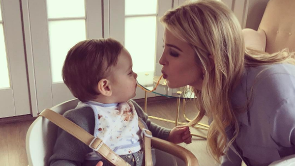 Ivanka Trump and baby Theodore share some lucky pasta. Image: Instagram/@ivankatrump