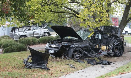 The crash scene in Wantirna South on Saturday. (9NEWS)