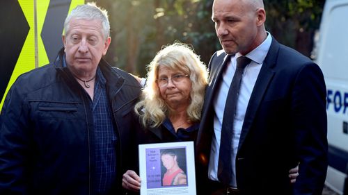 Gary Jubelin with Matthew Leveson's parents Mark and Faye.