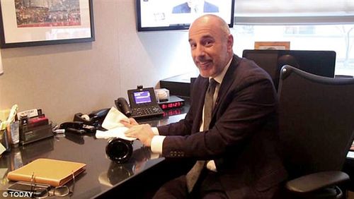 Lauer at the desk where he reportedly had a concealed button. (Supplied)