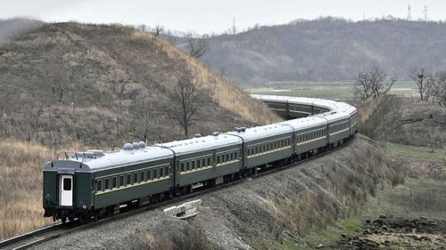 Um trem especial que transporta o líder norte -coreano Kim Jong Un.