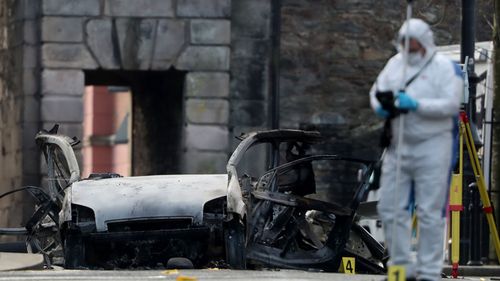 Police suspect a dissident IRA group was behind the car bombing.