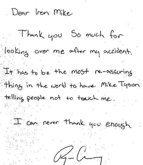 A letter Mr Chesley wrote to Mike Tyson.