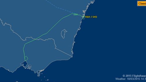 Online flight radars show the aircraft diverting to the south en-route to Kuala Lumpur. (FlightAware)