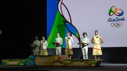 The Rio Olympics awarding ceremony podiums were also shown off at an unveiling ceremony. (AFP)