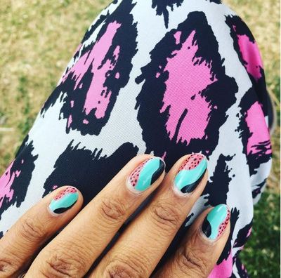 <p>A vibrant manicure that won't be easy to forget created by Sydney-based nail artist Cutie Coolz. </p>