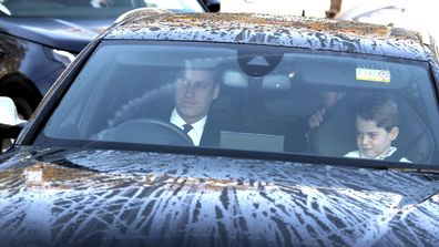 Prince William and Prince George arriving at Buckingham Palace for Queen's Christmas Lunch 2019 