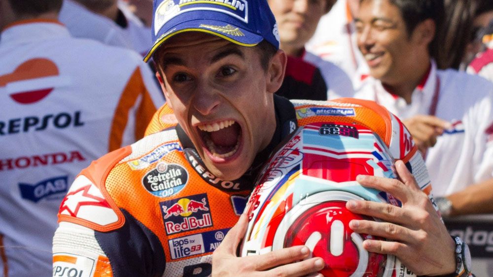 Marc Marquez has taken a huge step towards the world title with victory at Aragon. (AAP)