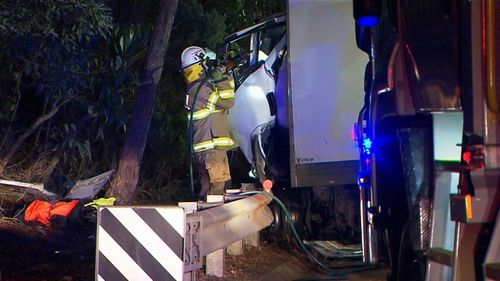 The B-Double driver remains in a critical condition. (9NEWS)