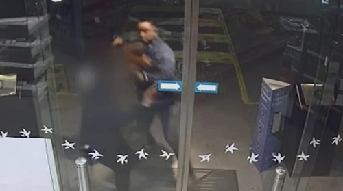 Horrific vision shows 38-year-old Dider Lam Kee Shau attacking a woman outside a service station.