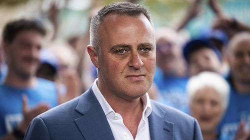 Tim Wilson, Liberal candidate for Goldstein, at a press conference in Brighton, Victoria.