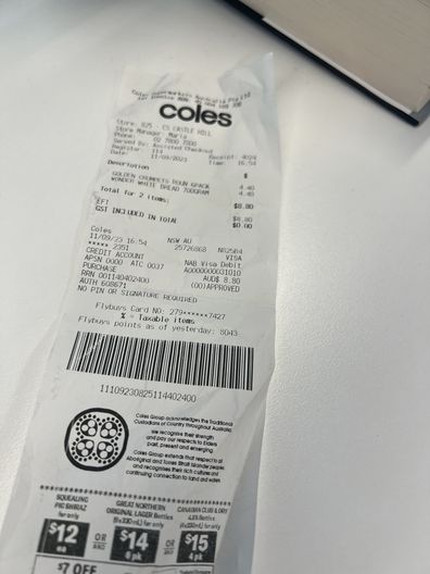 Coles receipt