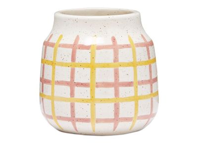 Taka yellow and pink check vase
