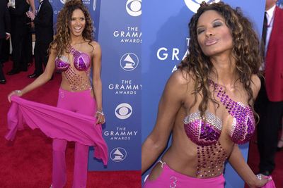 There seems to be no need for clothing when you can cover your assets with rhinestones... which is exactly what former <I>Baywatch</I> babe Traci Bingham did for the 2001 Grammy Awards.<br/> <br/>Kudos to the glam squad that had to secure those babies on Traci's erm, bare bits!<br/>