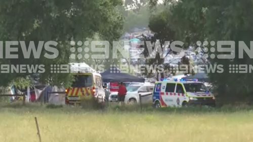 Emergency services at the scene yesterday. (9NEWS)