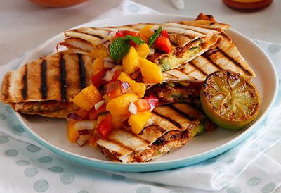 Chicken quesadilla with mango salsa
