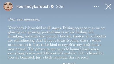 Kourtney Kardashian Barker shares message about bouncing back postpartum