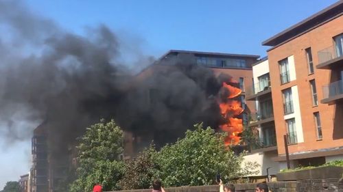 Fire engulfed the block of flats in West Hampstead. Picture: Twitter