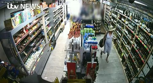 Dawn Sturgess is seen walking into a bottle shop top purchase some alcohol. Picture: ITV