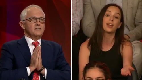 Mr Turnbull spoke at length about same-sex marriage before answering Olivia's question. (ABC)