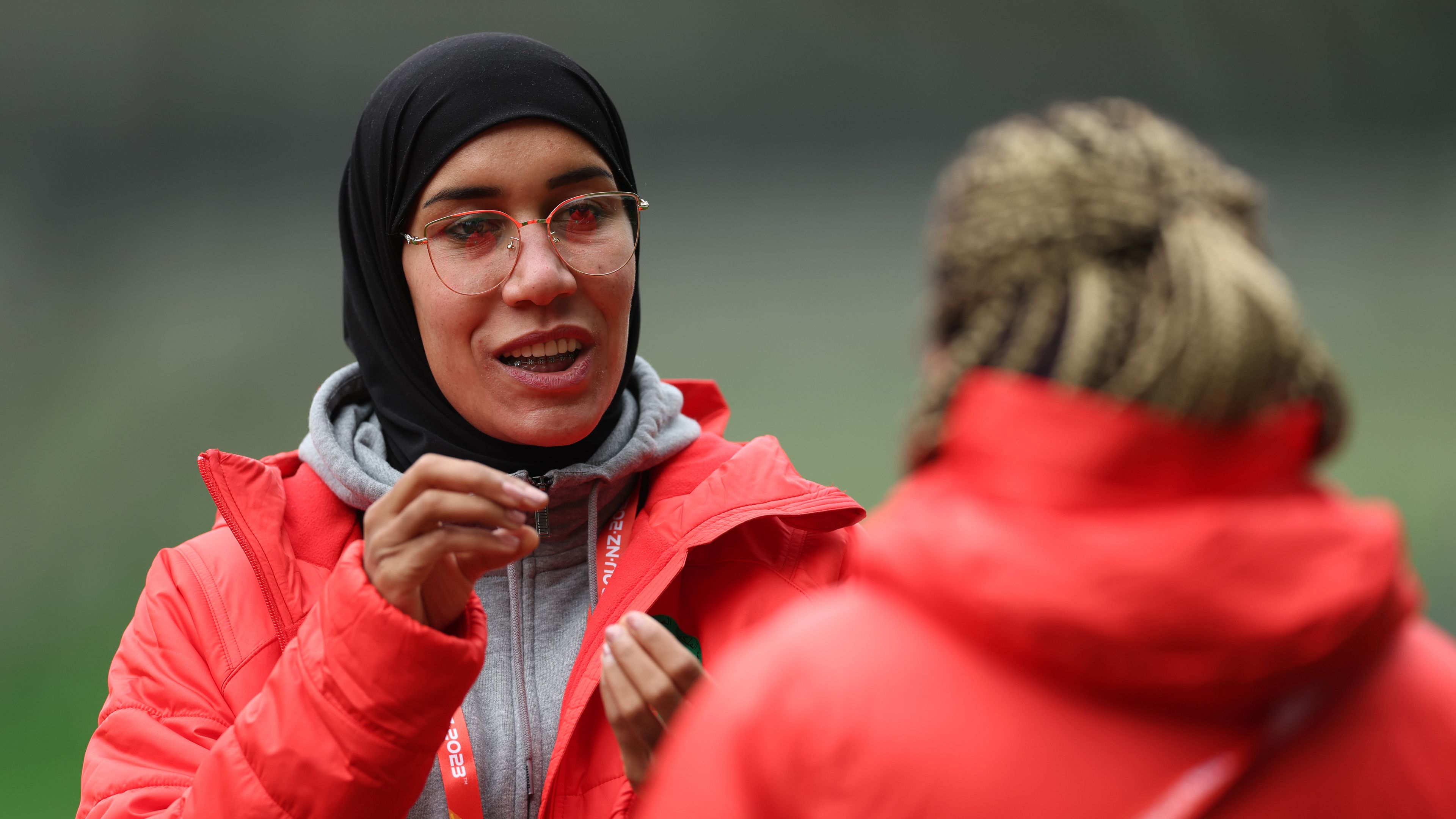 MELBOURNE, AUSTRALIA - JULY 23: Nouhaila Benzina of Morocco during the familiarisation at Melbourne Rectangular Stadium on July 23, 2023 in Melbourne, Australia. (Photo by Alex Pantling - FIFA/FIFA via Getty Images)