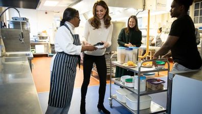 The Duchess of Cambridge Kate Middleton met with apprentices from the LEYF Chef Academy 