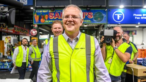 Scott Morrison at the Sydney Markets. (AAP)