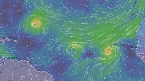 Florence, Isaac and Helene (L-R) are strengthening as they move across the Atlantic. 