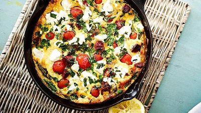 <strong>Chorizo, tomato and feta pan omelette</strong>