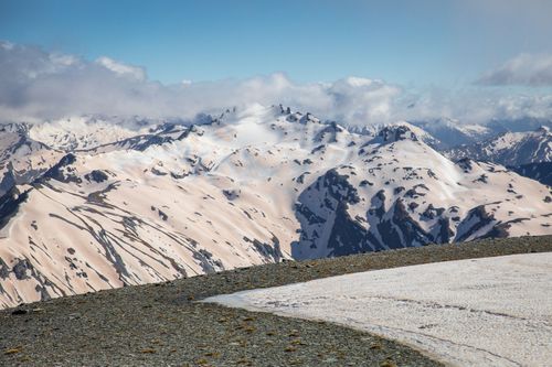 A glacier turning red in Mount Aspiring National Park.