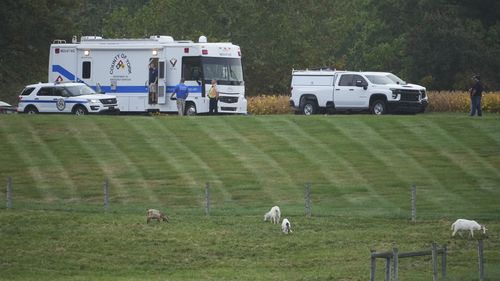 First responders work the scene after several people were injured during a shooting on Wednesday, Sept. 17, 2025, in North Codorus, Pa. (AP Photo/Matt Slocum)