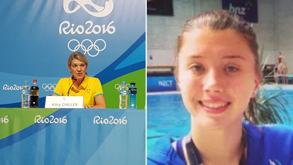 Kitty Chiller announcing O'Brien's selection (left), and Brittany O'Brien (right). (Australian Olympic Committee)