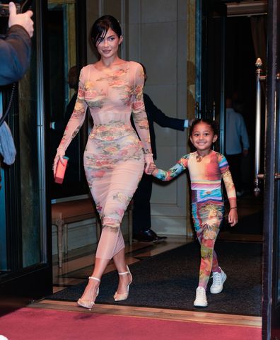 Kylie Jenner and her daughter Stormi step out for Met Gala after party. 