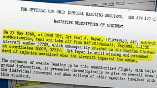 Part of the official US Air Force report into Paul Meyer's theft of the Hercules aircraft. (Image: Deeper Dorset).