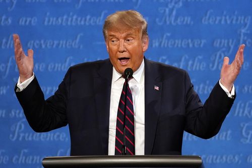 President Donald Trump speaks during the first presidential debate with Democratic presidential candidate former Vice President Joe Biden Tuesday, Sept. 29, 2020, at Case Western University and Cleveland Clinic, in Cleveland. (AP Photo/Julio Cortez)