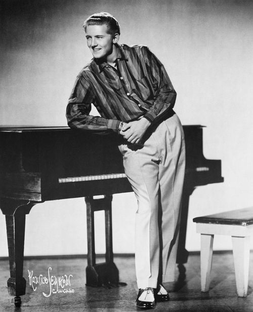 Portrait of pianist and singer Jerry Lee Lewis.