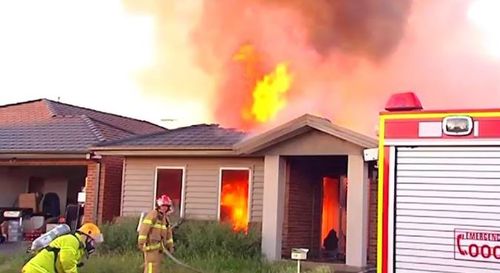 A family, including a baby, have escaped a ferocious fire that tore apart their Melbourne home.