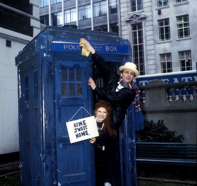Sylvester McCoy as The Doctor and his assistant Melanie (played by Bonnie Langford) in 1987.