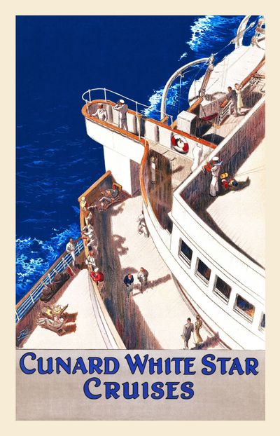 A poster for the Cunard White Star cruise line in 1936