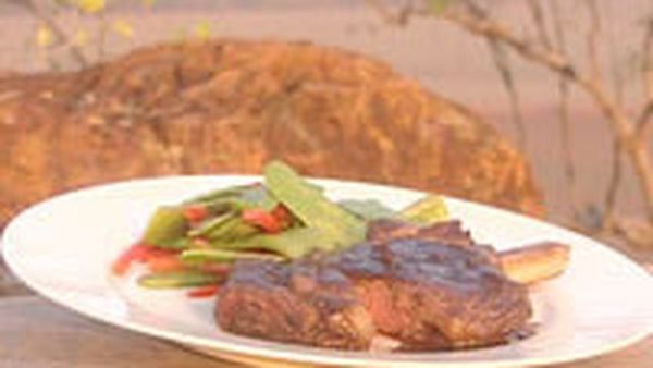 The perfect steak with reduction sauce and seasonal vegetables