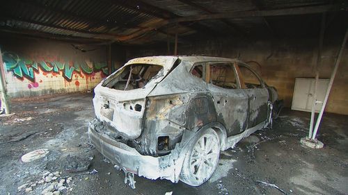 The Nissan SUV was extensively damaged following the blaze.