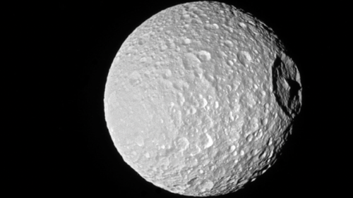 Mimas, Saturn's Death Star-like moon.