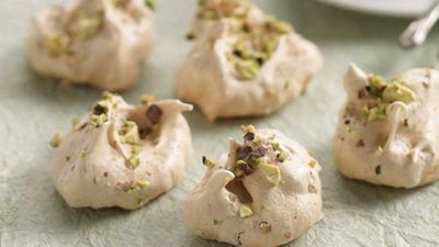 Recipe:&nbsp;<a href="http://kitchen.nine.com.au/2016/05/13/12/11/pistachio-meringues" target="_top">Pistachio meringues</a>