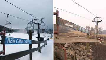 The New Chum Chairlift in September 2018, versus January 2020.