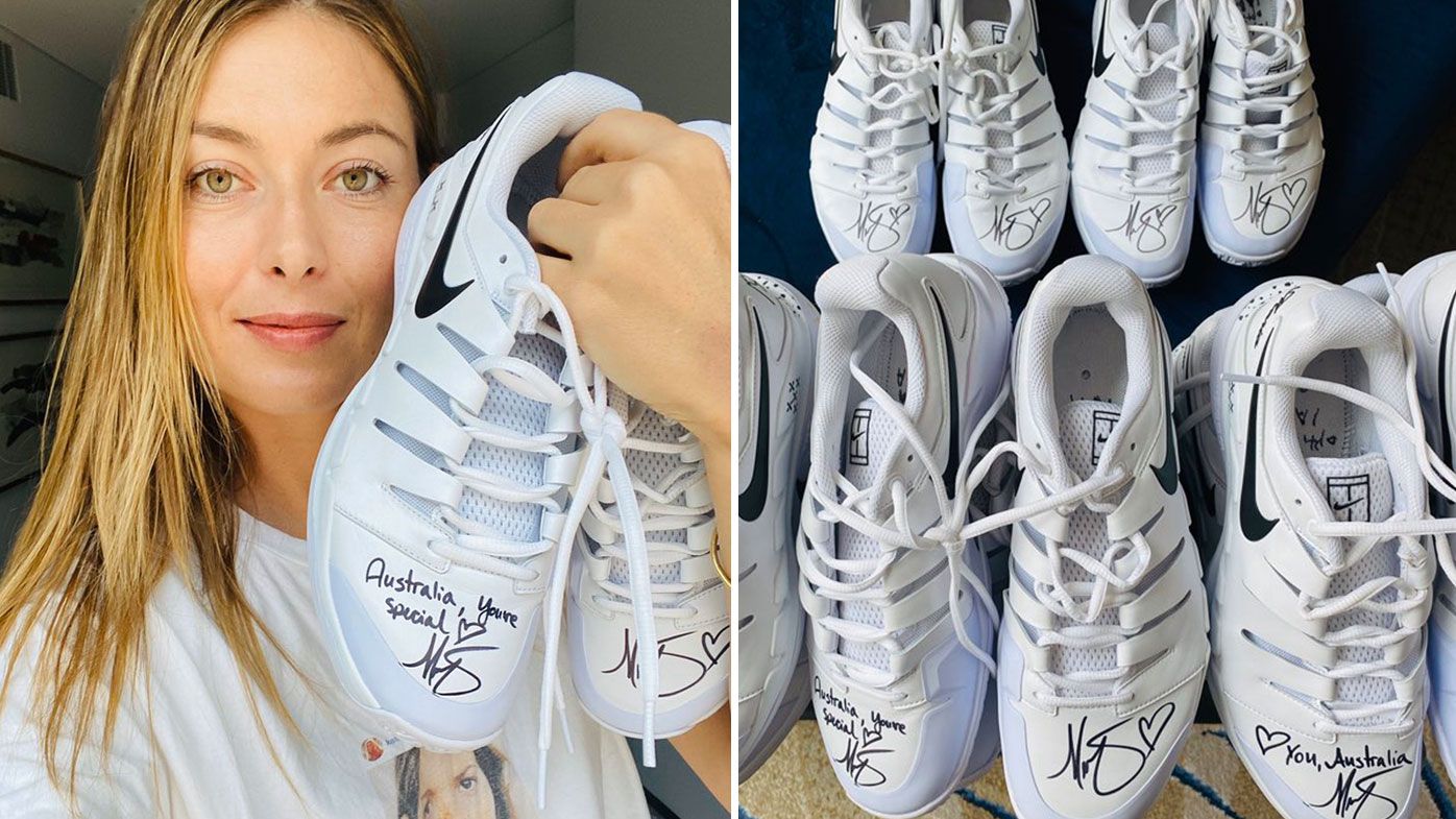 Maria Sharapova donates autographed tennis shoes to bushfire appeal