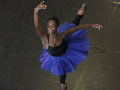 FILE - In this Tuesday July 10, 2012 photo, dancer Michaela DePrince rehearses for her lead role in Le Corsaire in Johannesburg.  (AP Photo Denis Farrell, File)