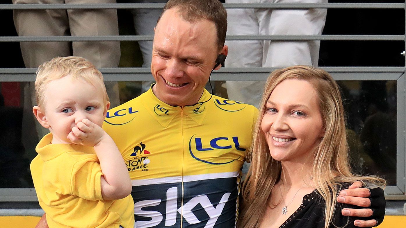 Chris Froome, son Kellan and wife Michelle. 